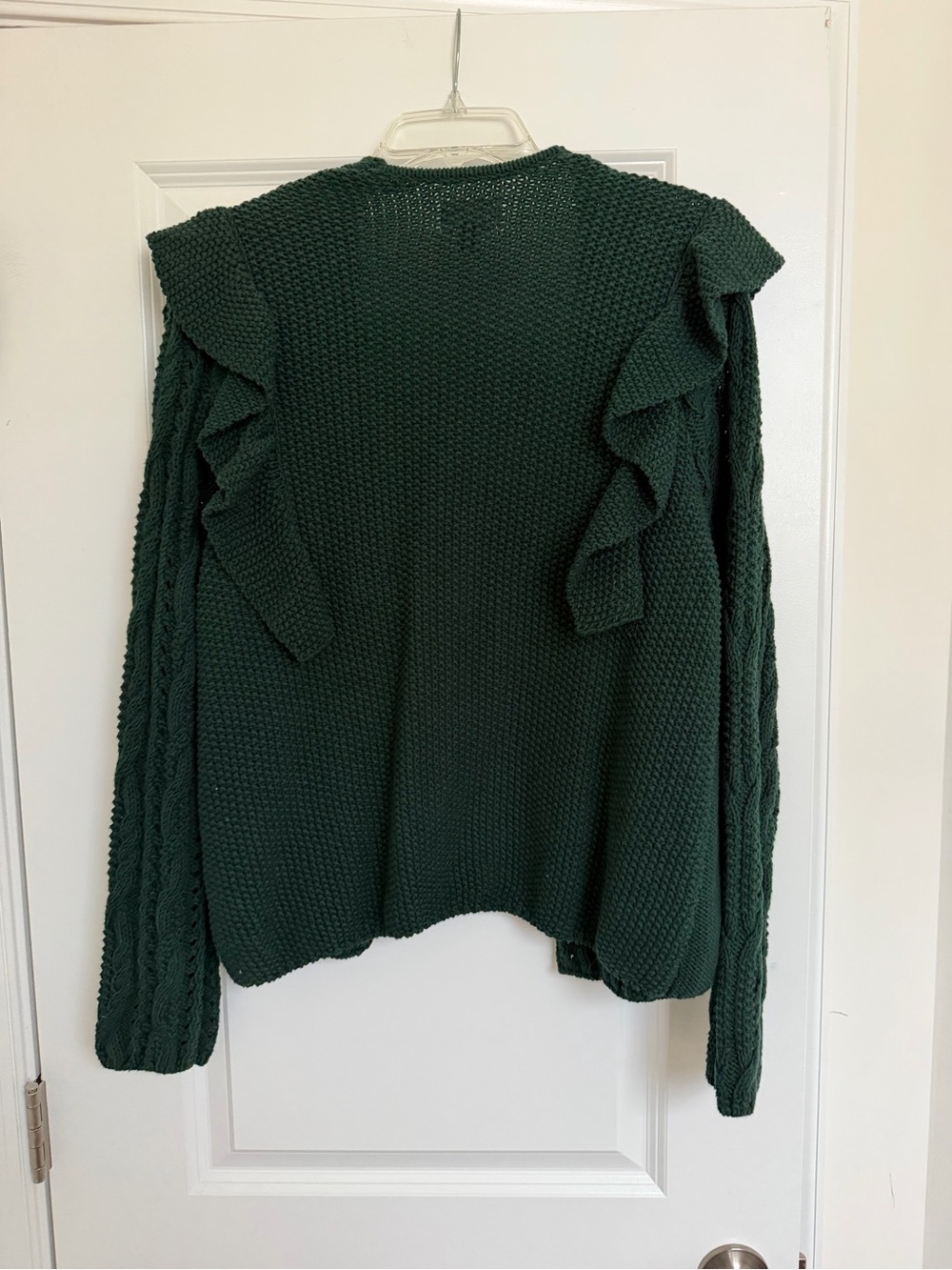 Universal Thread Dark Green Ruffle Cable Cardigan - Picture 3 of 3